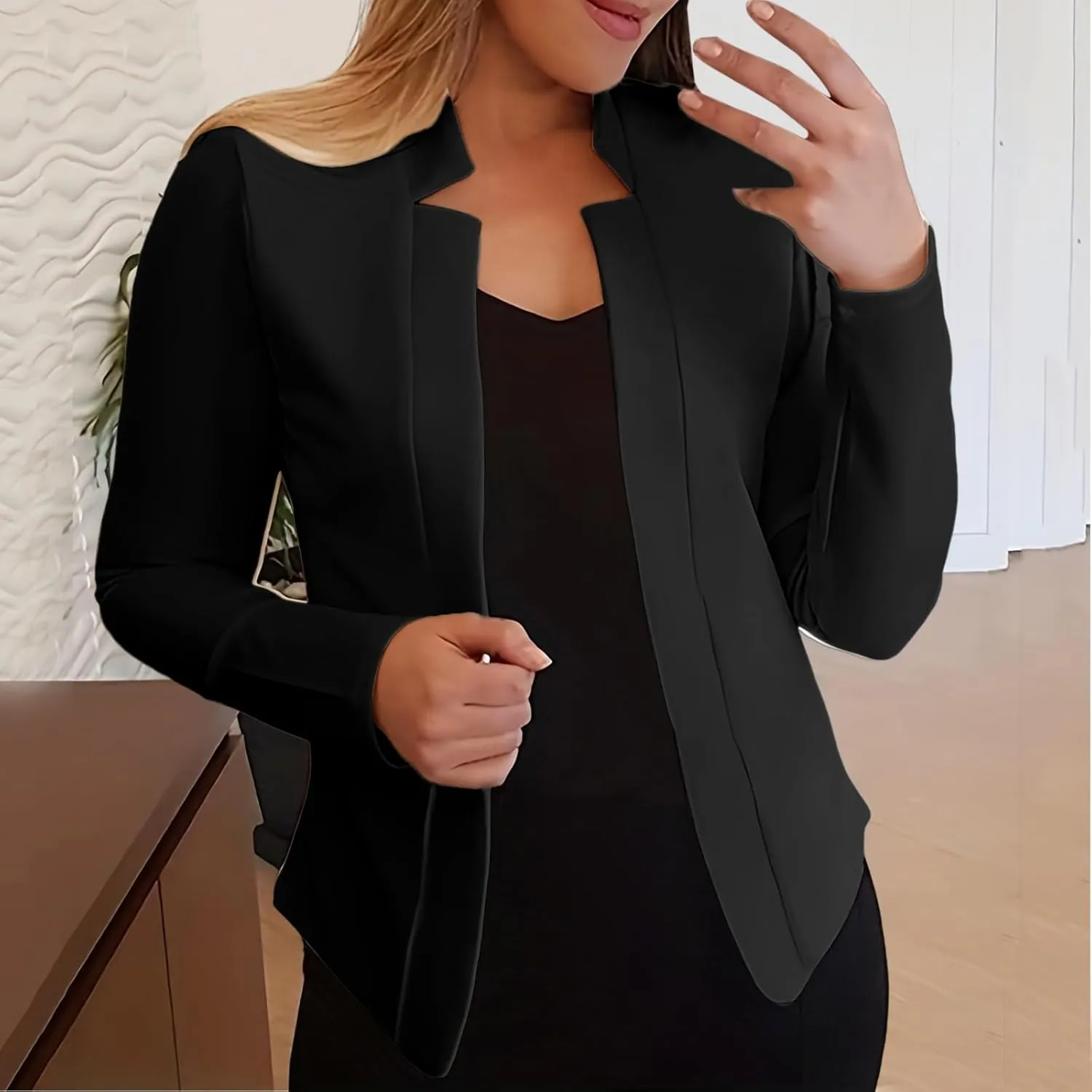 2023 Women Petite Blazers Trendy Casual Puff Sleeve Bolero Shrug Open Front Fall Cropped Suit Jackets Stylish Cardigan Coats