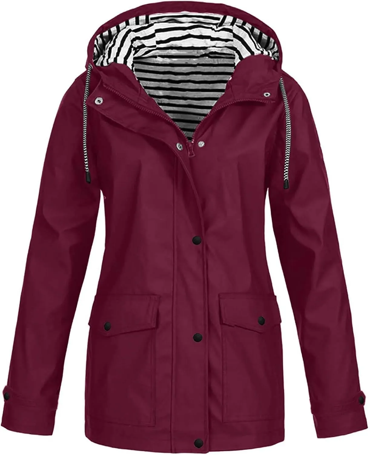 2025 Womens Raincoat Fall Fashion Fit Waterproof Rain Jacket Winter Zip up Windbreaker with Hood