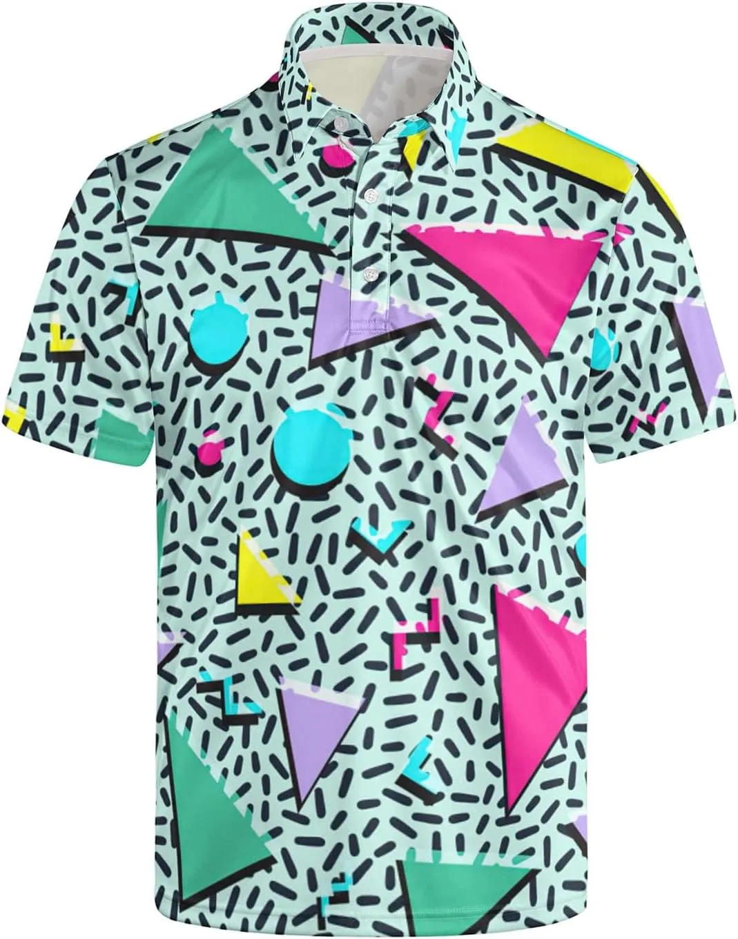 70s Outfits for Men Golf Polo Shirts Short Sleeve Disco Retro Paisley Button Vintage Dry Fit Funny Clothes