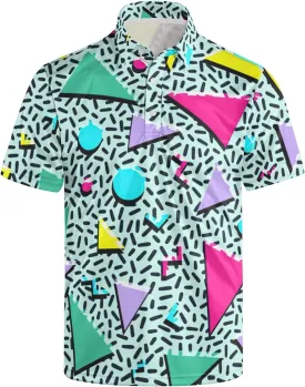 70s Outfits for Men Golf Polo Shirts Short Sleeve Disco Retro Paisley Button Vintage Dry Fit Funny Clothes