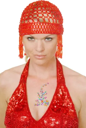 Arsimus Beaded Mesh Gypsy Flapper Cleopatra Boho Cap
