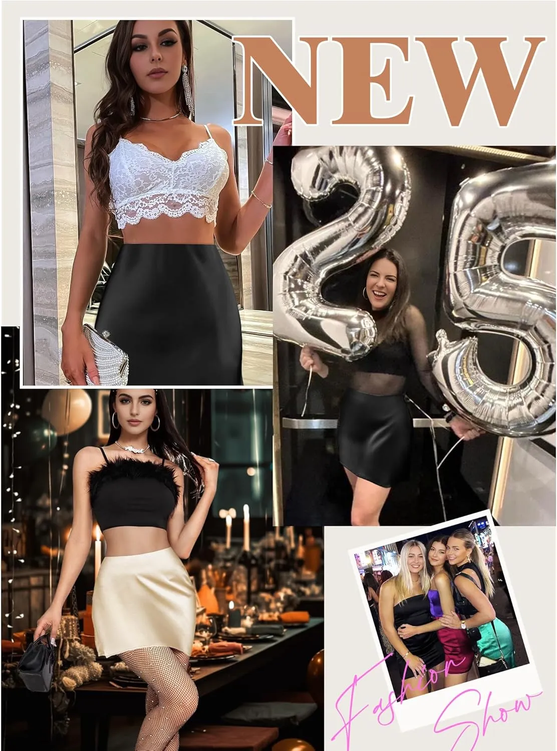 AURUZA Mini Satin Skirts for Women Trendy, High Waisted Womens Short Skirts, Elegant Zipper Flared Elastic A-line Silk Skirts