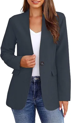 Blazers for Women Business Jackets Lapel Casual Long Sleeve Coats Open Front Button Blazer Work Office with Pockets