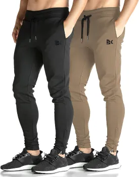 BROKIG Mens Zip Joggers Pants - Casual Gym Workout Track Pants Comfortable Slim Fit Tapered Sweatpants with Pockets