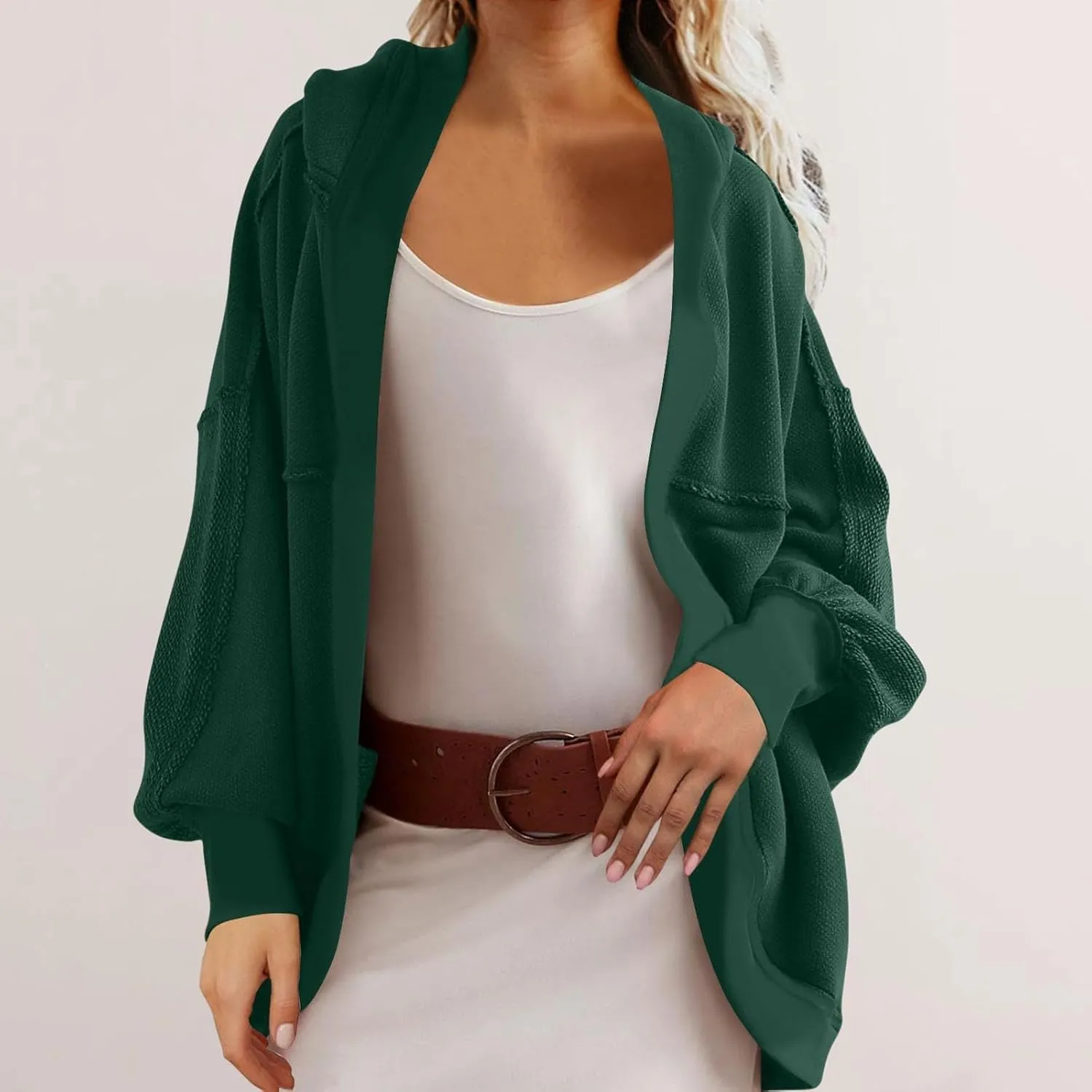 Cardigan Sweatshirts for Women Oversized Long Sleeve Open Front Hooded Jackets Cozy Sweater Coat Fall Spring Fashion