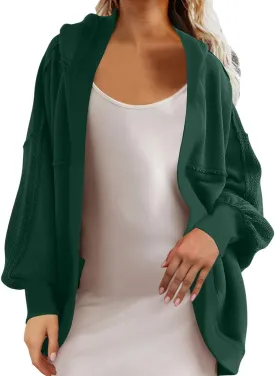 Cardigan Sweatshirts for Women Oversized Long Sleeve Open Front Hooded Jackets Cozy Sweater Coat Fall Spring Fashion