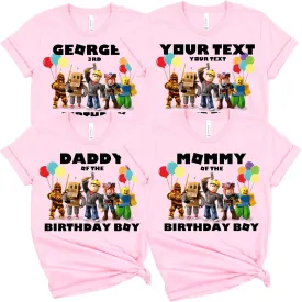 Custom Birthday Matching Shirts, Personalized Family Birthday T-Shirt, Robux Characters Video Games Birthday Customize Shirt