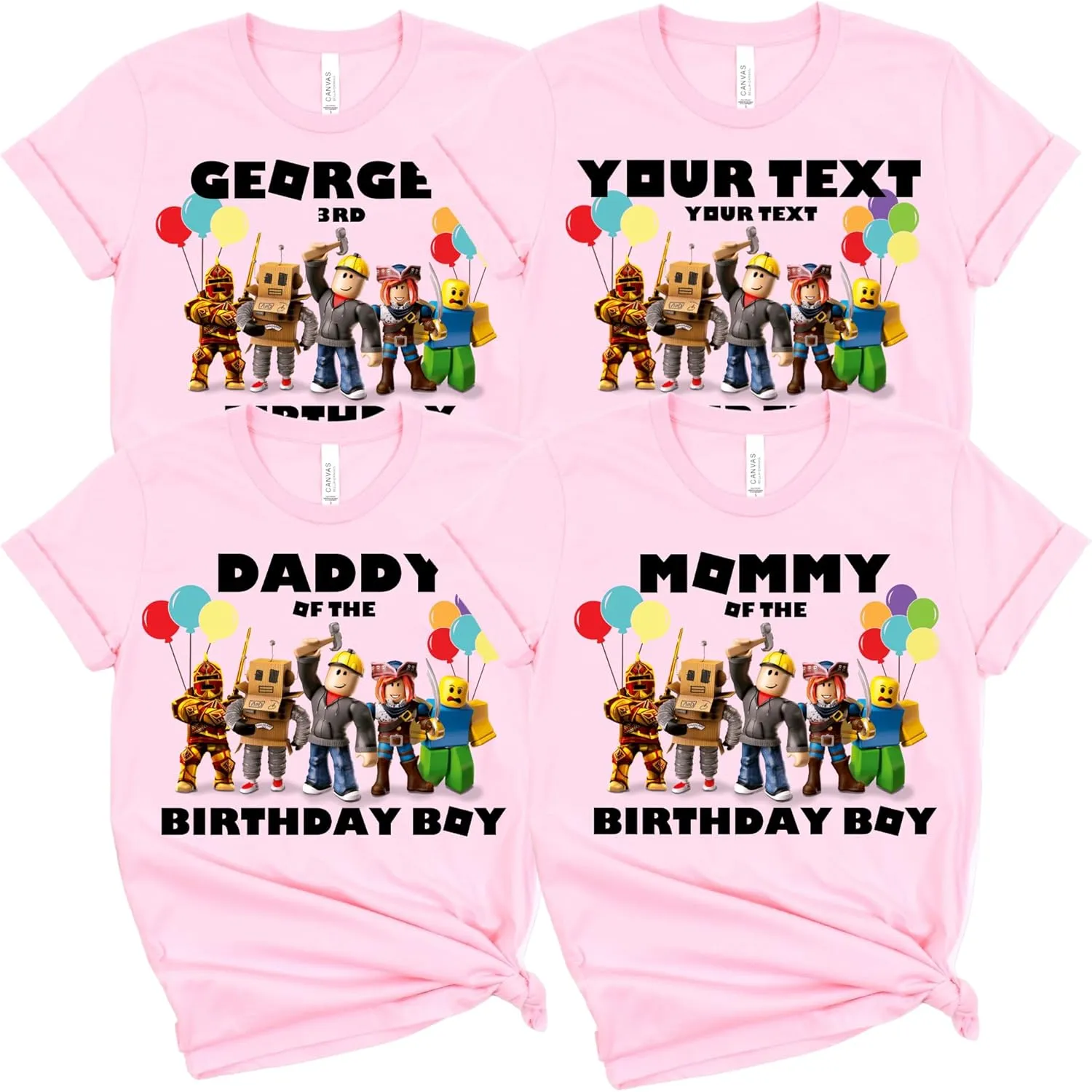 Custom Birthday Matching Shirts, Personalized Family Birthday T-Shirt, Robux Characters Video Games Birthday Customize Shirt