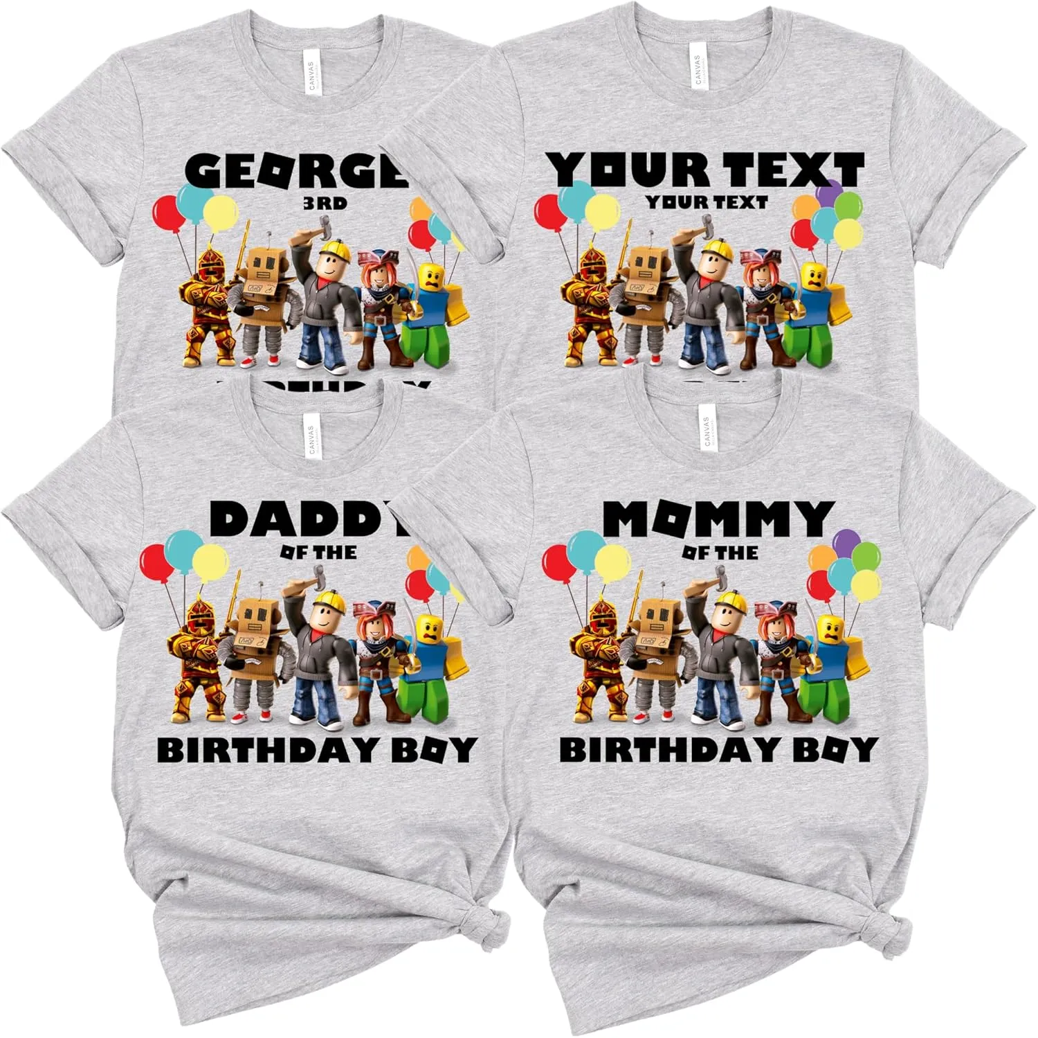 Custom Birthday Matching Shirts, Personalized Family Birthday T-Shirt, Robux Characters Video Games Birthday Customize Shirt