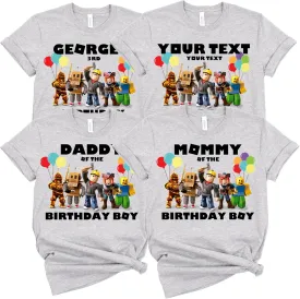 Custom Birthday Matching Shirts, Personalized Family Birthday T-Shirt, Robux Characters Video Games Birthday Customize Shirt
