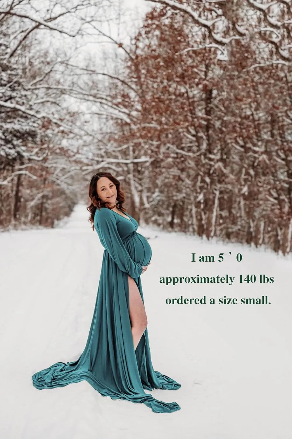 Dedysler Maternity Gowns Long Sleeves Baby Shower Dress for Photoshoot Wrap Split Sweetheart Maxi Photography