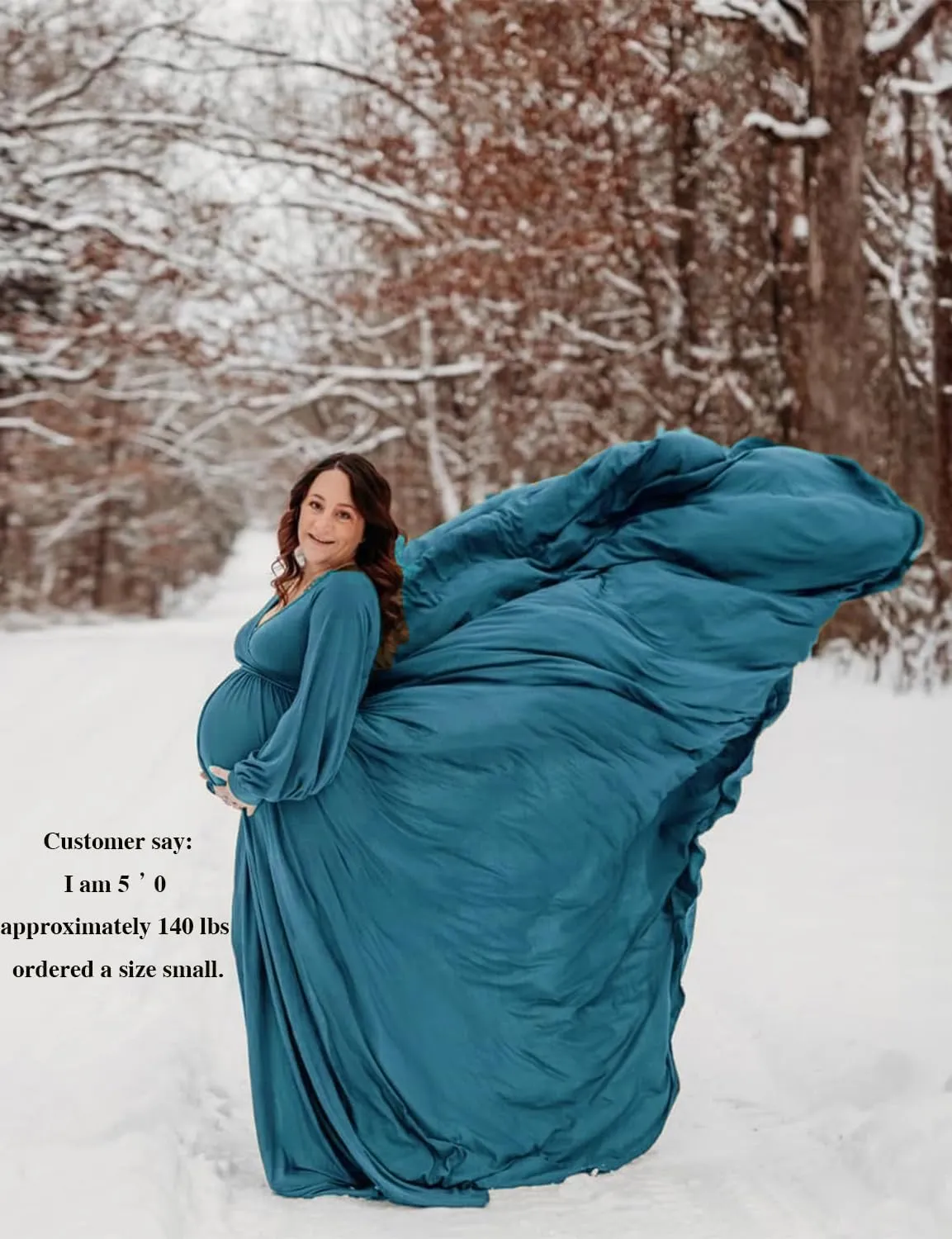 Dedysler Maternity Gowns Long Sleeves Baby Shower Dress for Photoshoot Wrap Split Sweetheart Maxi Photography