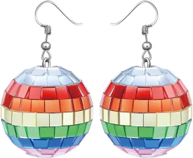 Disco Ball Earrings for Women Discoball Dangle Earrings 70s Accessories Rave Big Halloween Costume