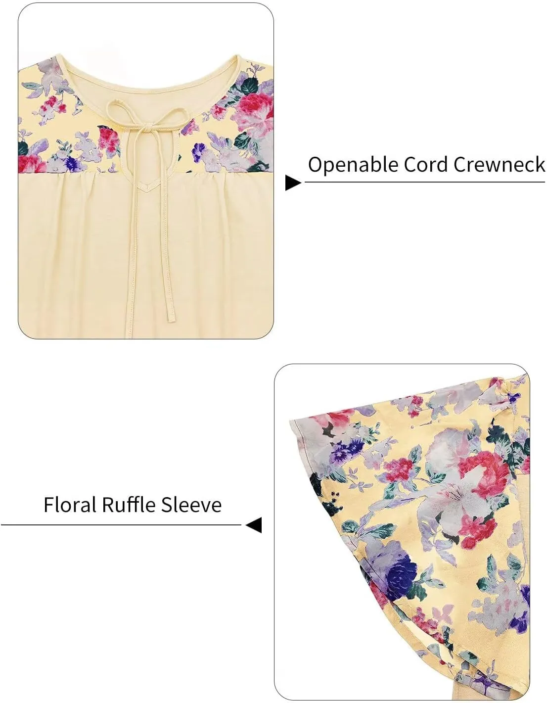 DOLNINE Women's Plus Size Tops Casual Summer Boho Floral Tunics Ruffle Sleeve Crewneck Loose Blouses Shirts