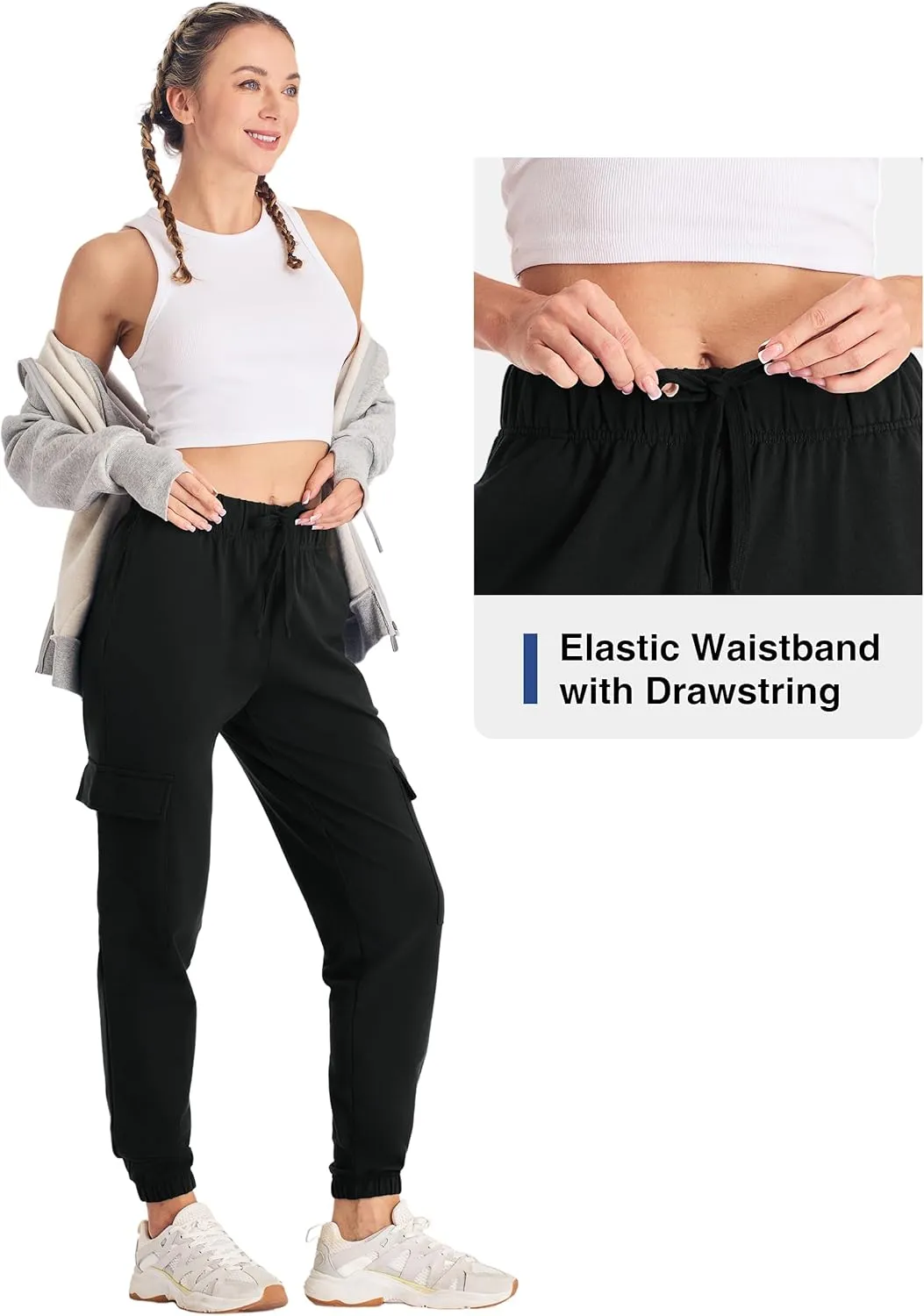Future Flow Women Cargo Sweatpants Joggers Cotton High Waisted Drawstring Sweat Pants with Pockets
