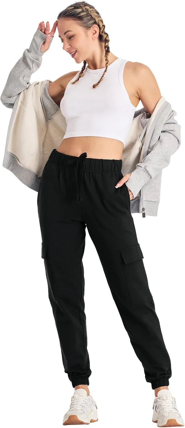 Future Flow Women Cargo Sweatpants Joggers Cotton High Waisted Drawstring Sweat Pants with Pockets