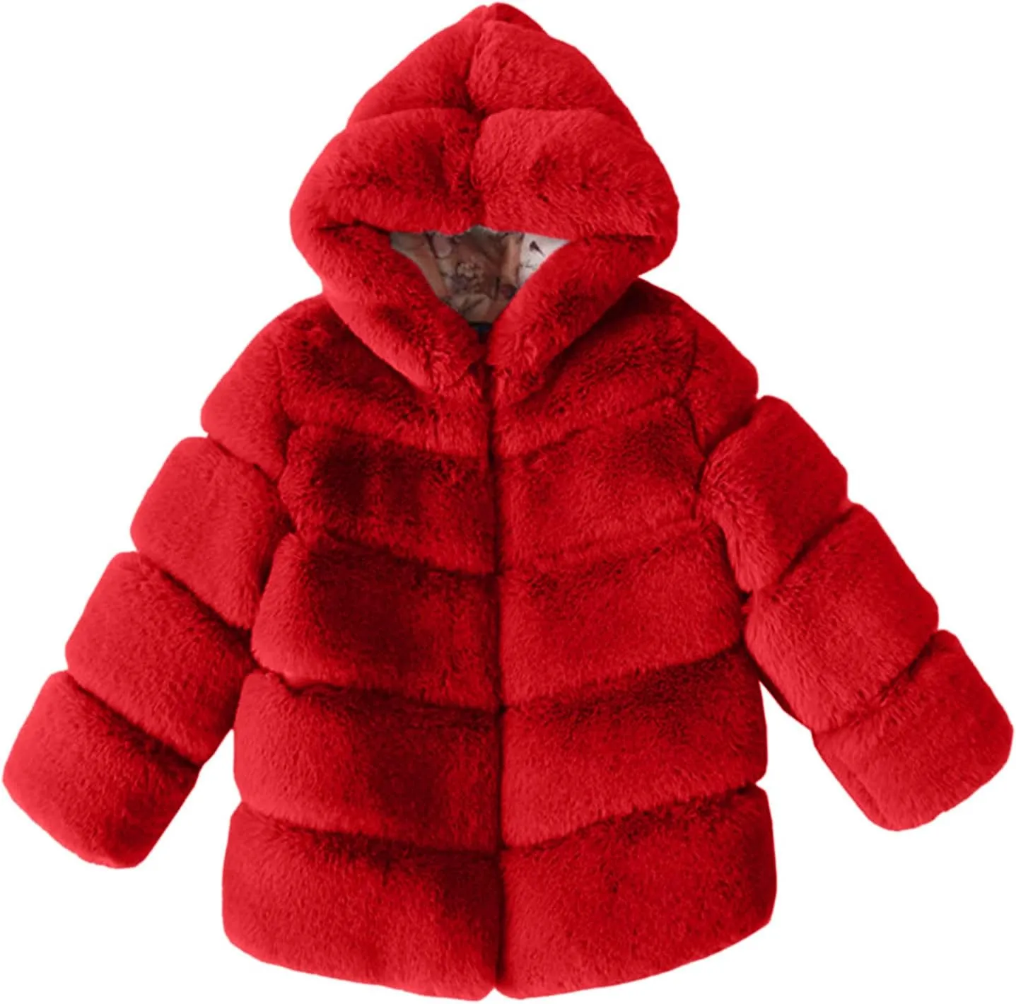 Girls Faux Fur Jacket Plush Sherpa Teddy Coat with Hood Toddler Winter Coats Warm Fuzzy Jackets Trendy Outerwear