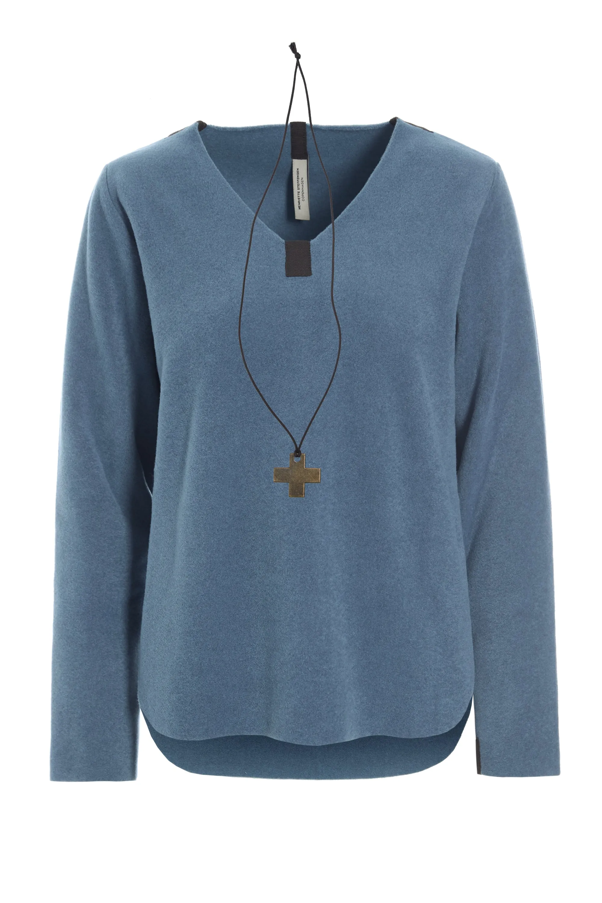 Henriette Steffensen Dusty Blue Blouse & X Necklace