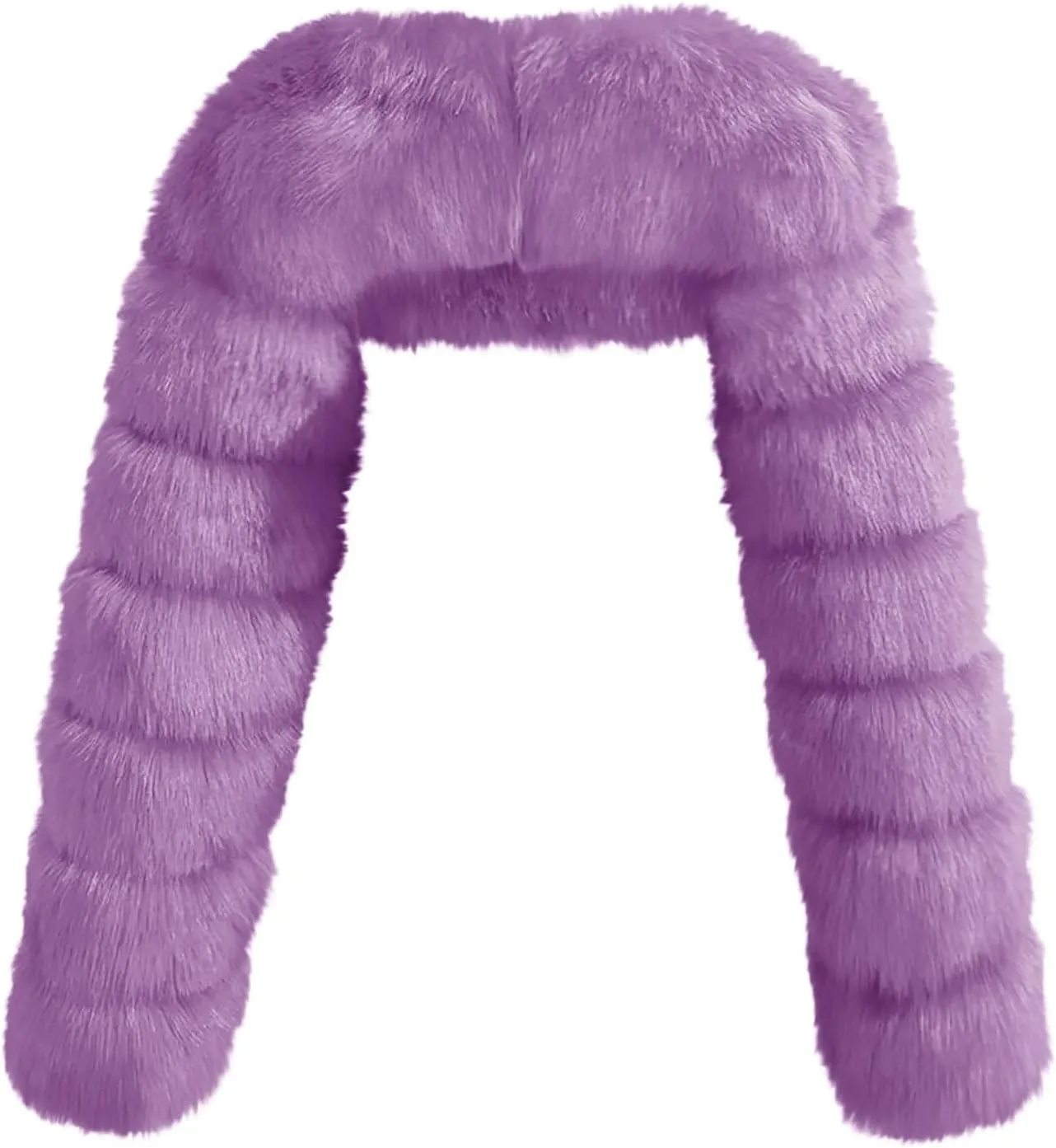 HGps8w Women's Faux Fur Winter Coats Luxury Cropped Jackets - Long Sleeve Shaggy Warm Outerwear Short Shrug Overcoat