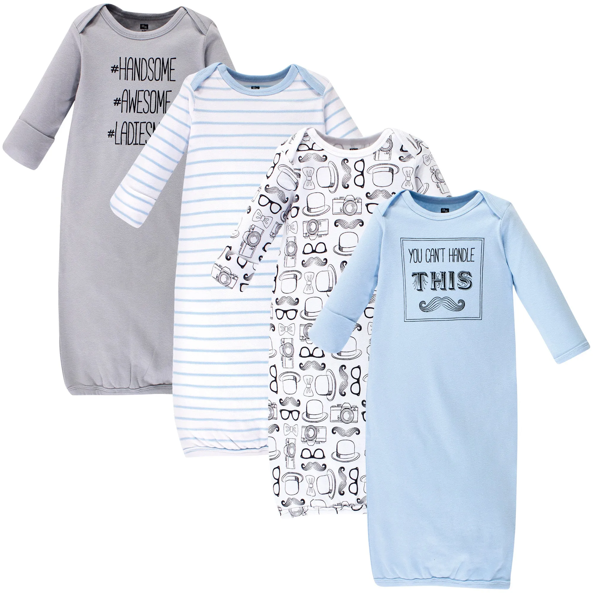 Hudson Baby Cotton Gowns, Mustache