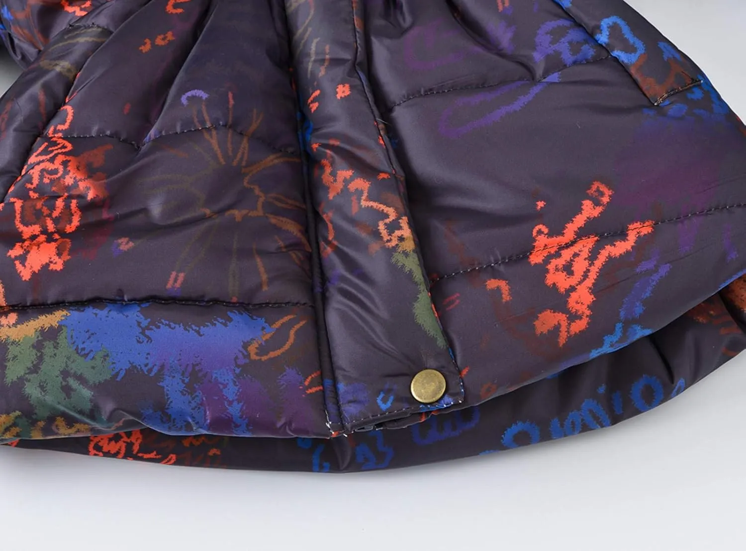 Kids Girls Winter Tie-Dye Print Windproof Warm Woolen Padded Fur Hooded Parkas Coat 2-10 Years