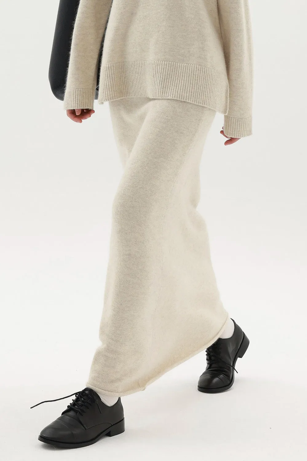 Knitted Maxi Skirt - Beige