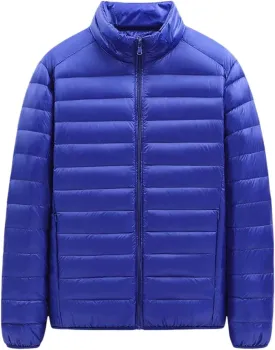 Mens Big and Tall Winter Puffer Jacket Packable Windproof Midweight Insulated Jacket Thermal Zip Up Puffer Jacket