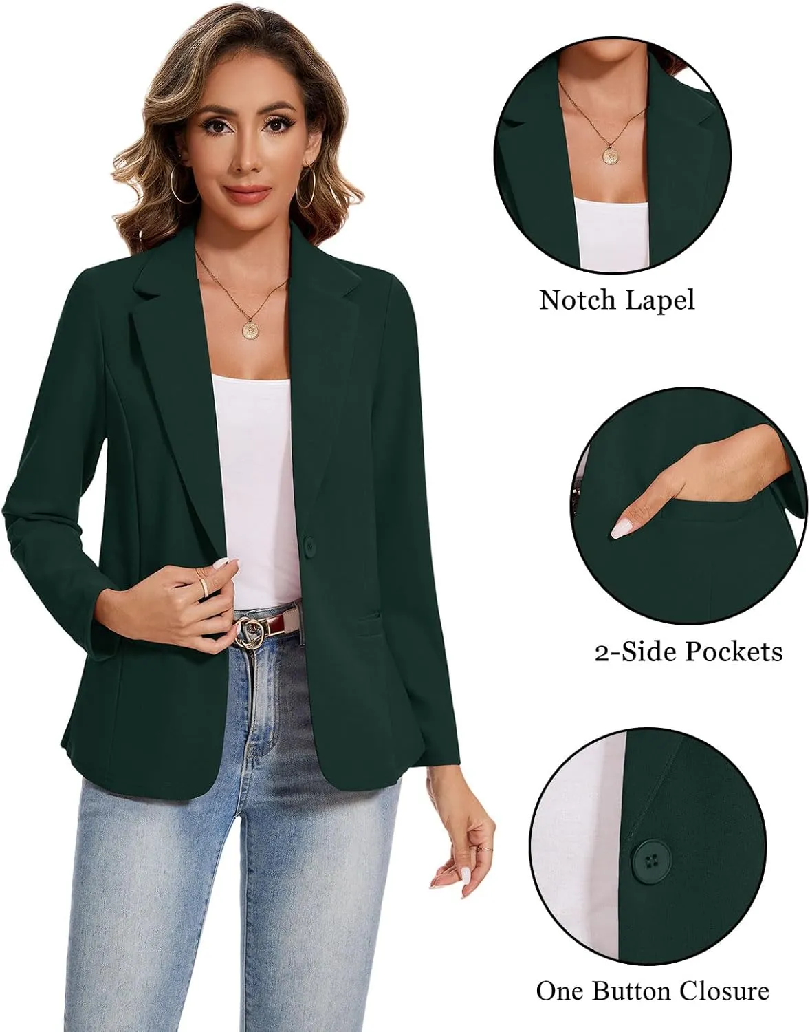 MINTLIMIT Blazers for Women Long Sleeve Button Front Blazer Lapel Business Casual Work Office Suit Jackets with Pockets