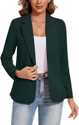 MINTLIMIT Blazers for Women Long Sleeve Button Front Blazer Lapel Business Casual Work Office Suit Jackets with Pockets