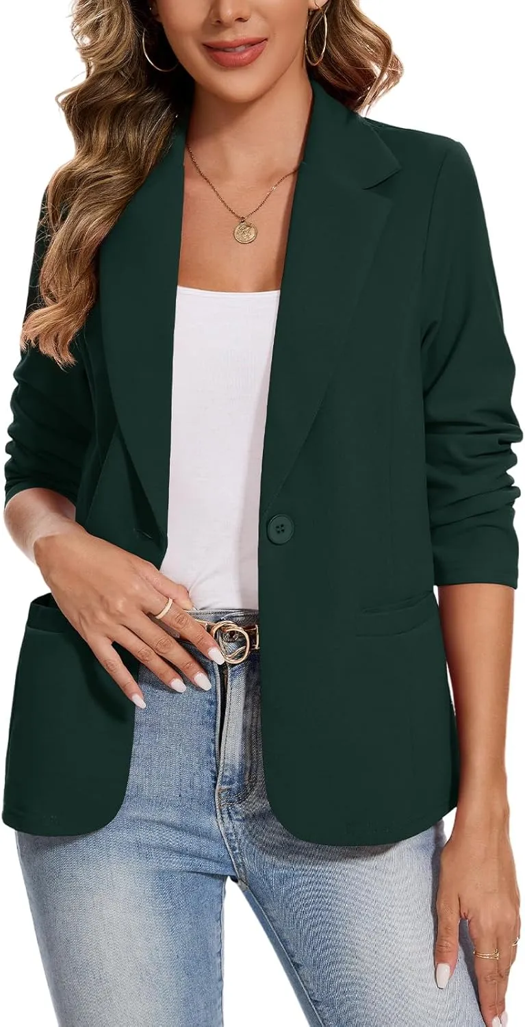 MINTLIMIT Blazers for Women Long Sleeve Button Front Blazer Lapel Business Casual Work Office Suit Jackets with Pockets