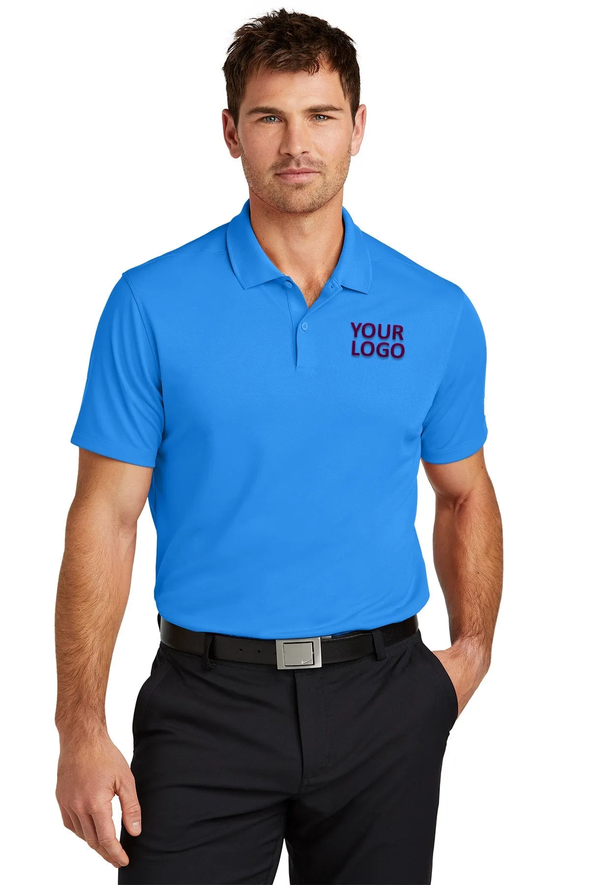 Nike Victory Solid Custom Polos, Light Photo Blue