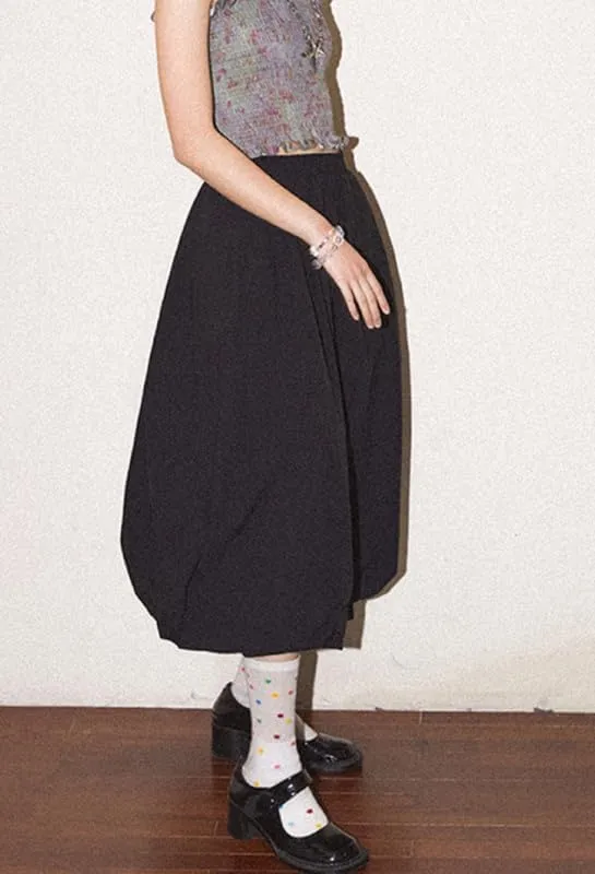 NUFIWI Women Low Waist A Line Ruffle Bubble Long Skirts Solid Pleated Maxi Skirts Casual Summer Balloon Puffy Midi Skirts