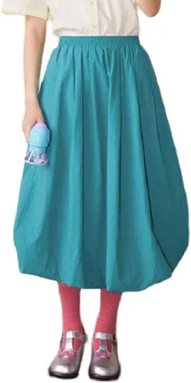 NUFIWI Women Low Waist A Line Ruffle Bubble Long Skirts Solid Pleated Maxi Skirts Casual Summer Balloon Puffy Midi Skirts