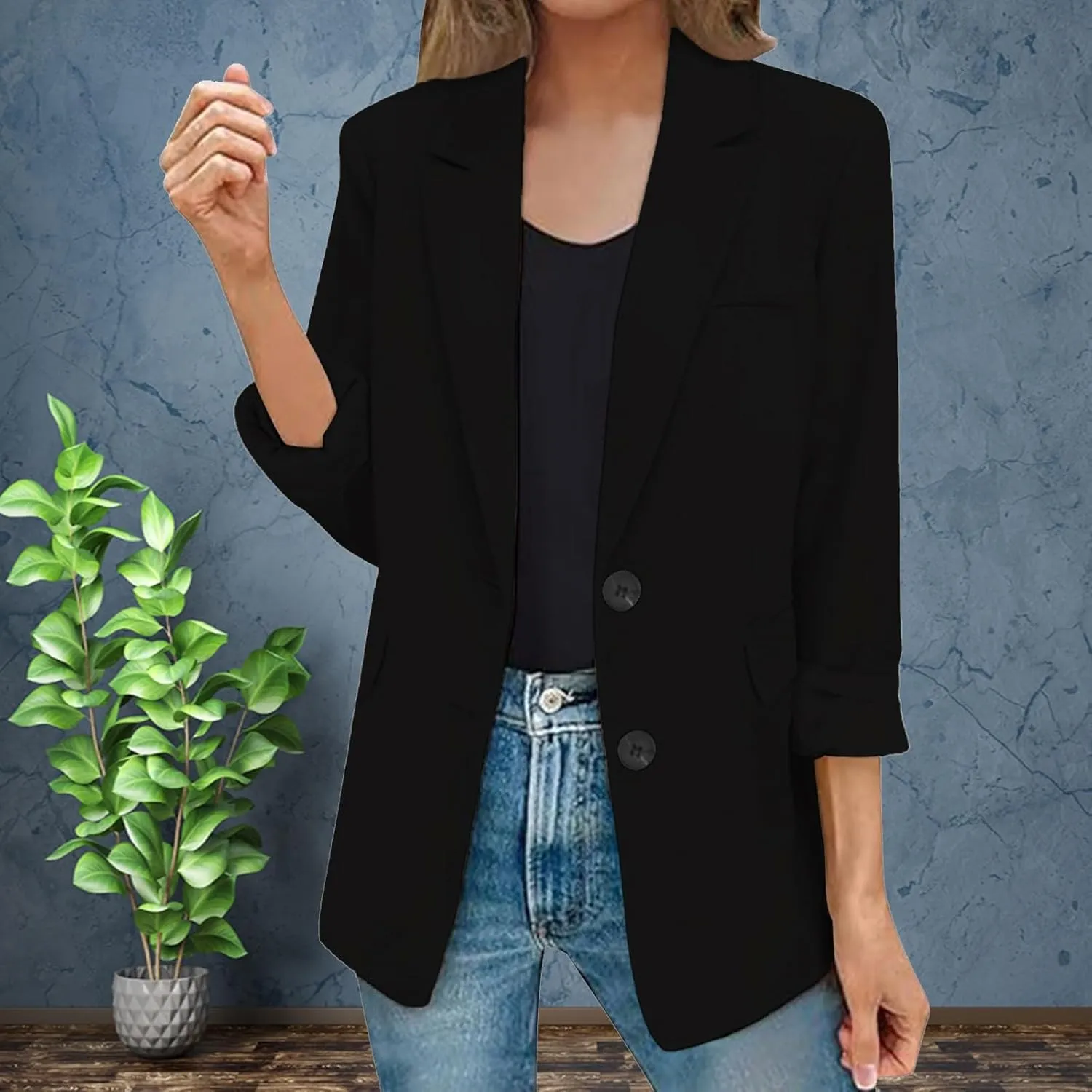 Oversized Blazers for Women 2025 Fashion Business Work Casual Suit Jacket Long Sleeve Open Front Buttons Lapel Coat
