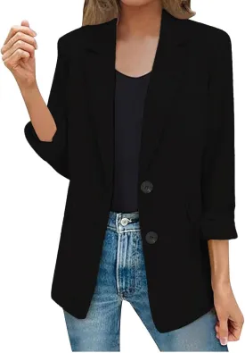 Oversized Blazers for Women 2025 Fashion Business Work Casual Suit Jacket Long Sleeve Open Front Buttons Lapel Coat