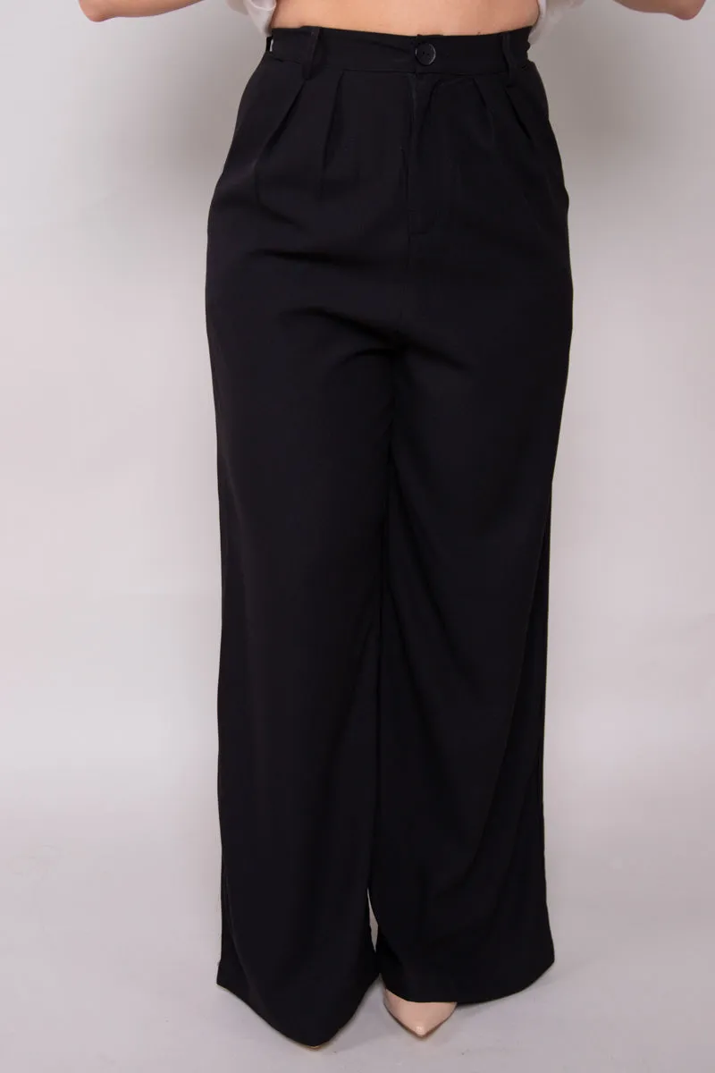 Pintuck Wide Leg Pants