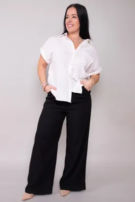 Pintuck Wide Leg Pants