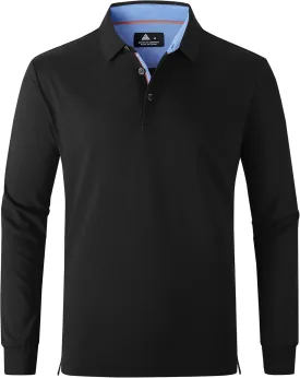 Polo Shirts for Men Long Sleeve Moisture Wicking Golf Polos Casual Travel Performance Collar Shirts