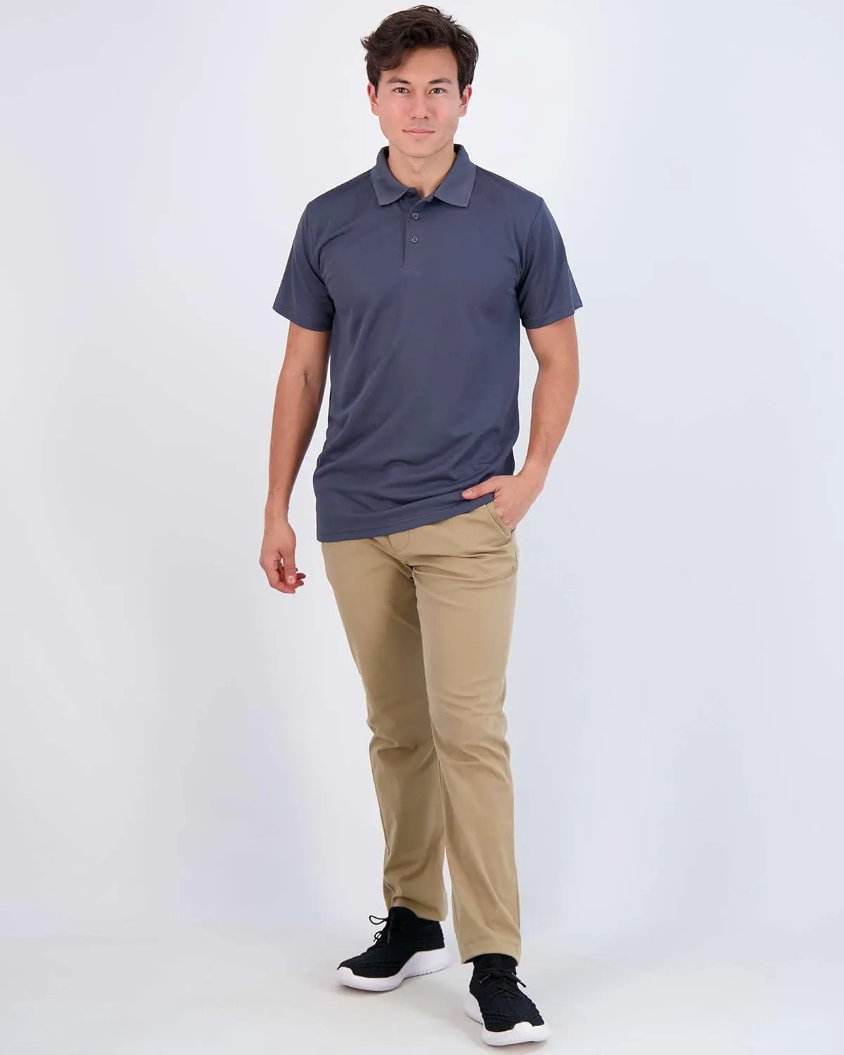 Real Essentials 3 Pack: Men's Quick-Dry Short Sleeve Athletic Performance Polo Shirt (Available in Big & Tall)
