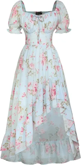 Scarlet Darkness Cottagecore Corset Dress Flowy Chiffon Floral Dresses for Women