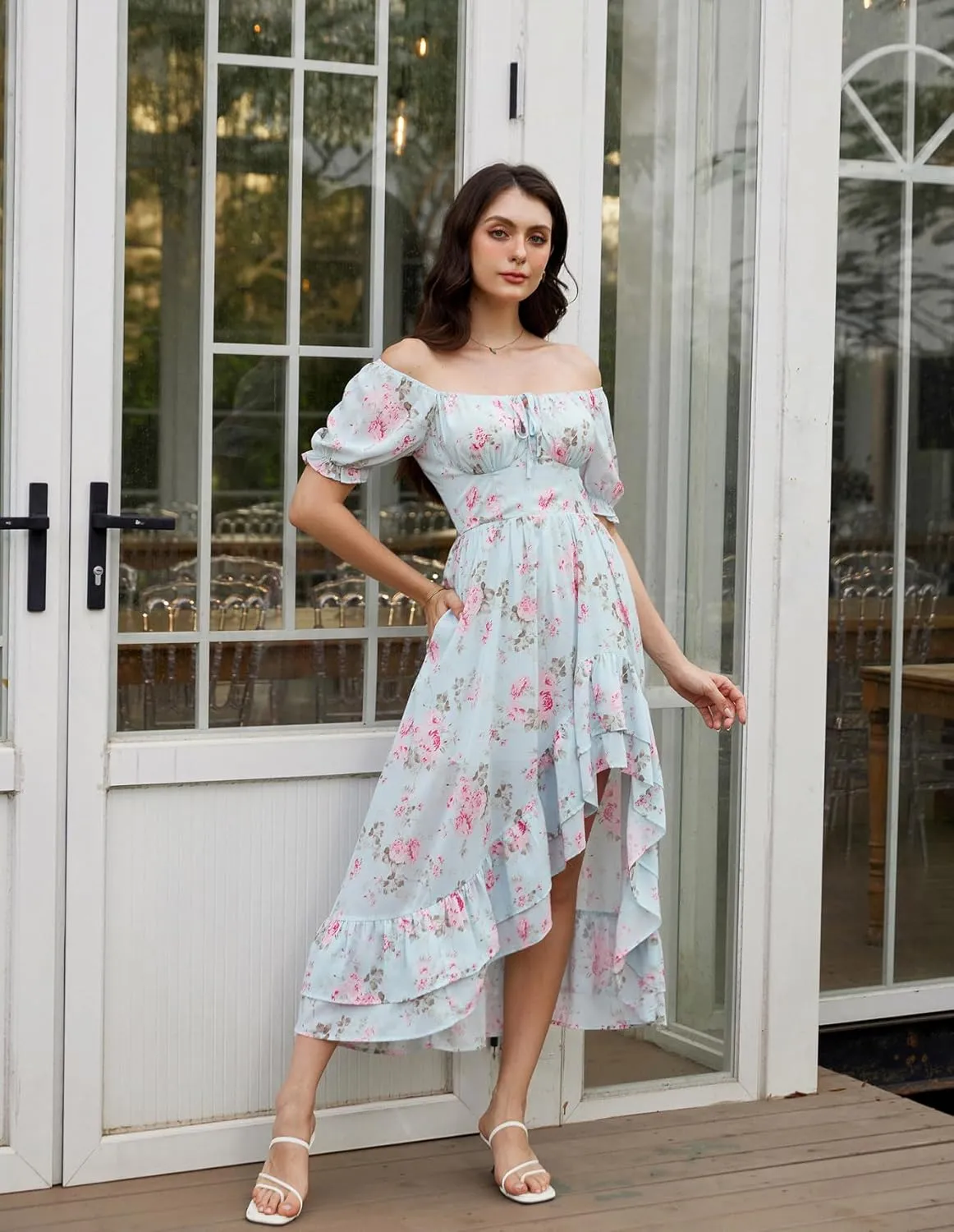 Scarlet Darkness Cottagecore Corset Dress Flowy Chiffon Floral Dresses for Women