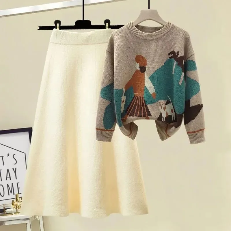 Solid Color Pleated Knitted Skirt Vintage Elastic High Waist A-line Skirts Elegant Women Clothing Long Skirts B-33463