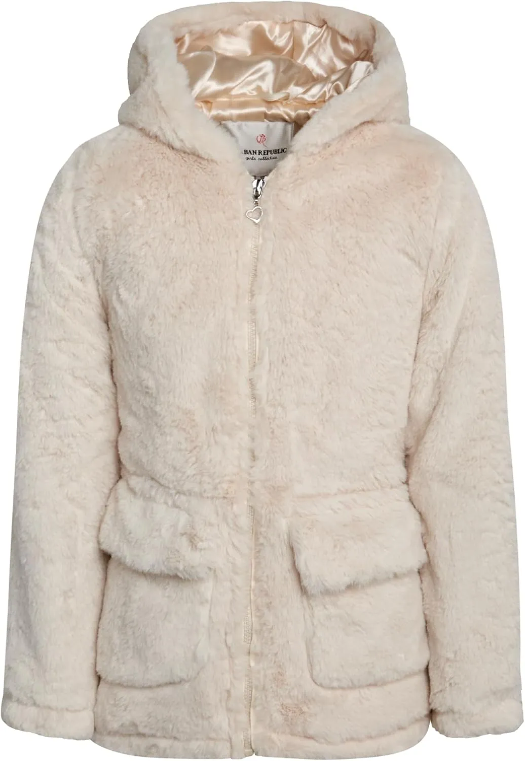 URBAN REPUBLIC Girls' Jacket - Faux Fur Plush Teddy Coat with Hood