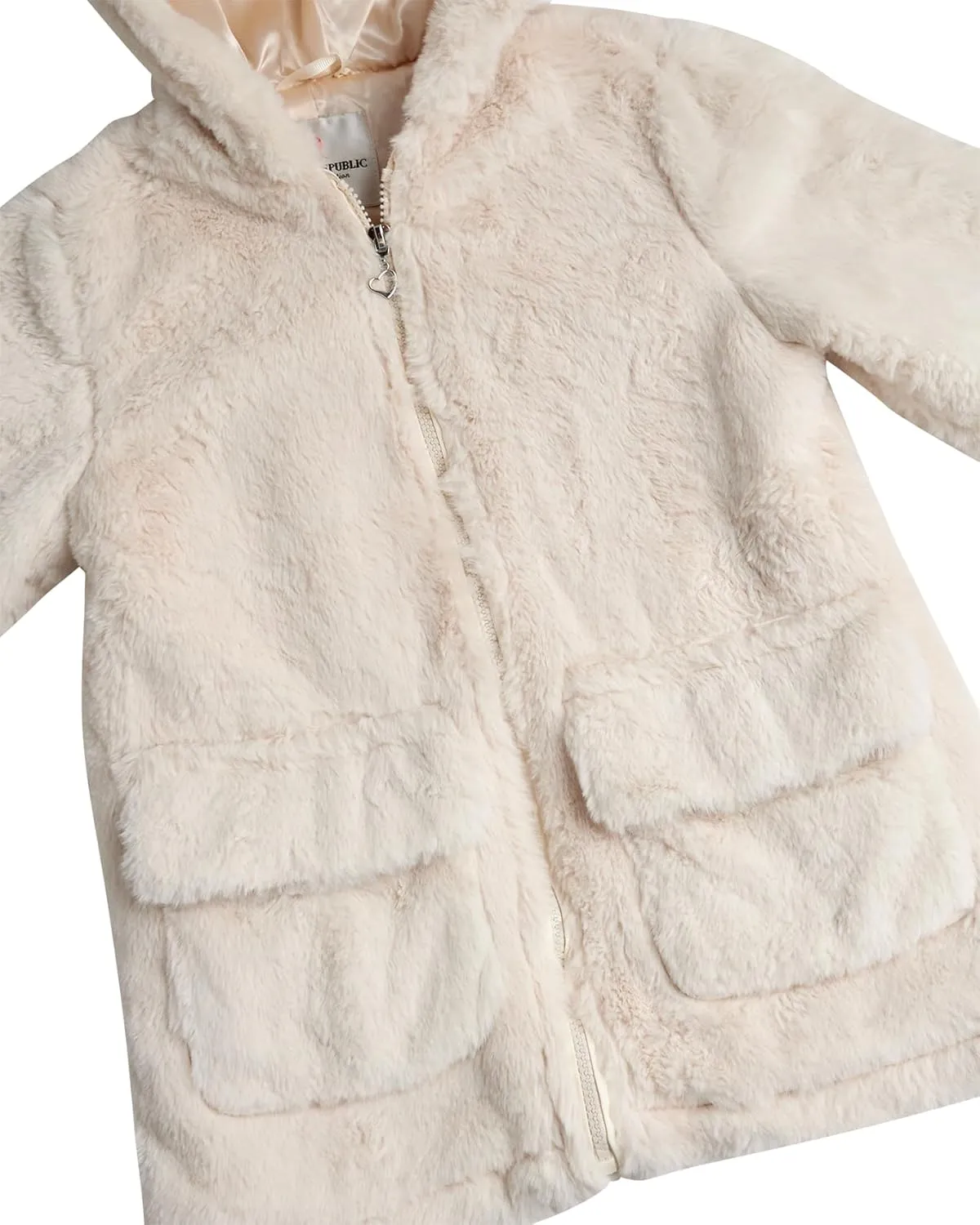 URBAN REPUBLIC Girls' Jacket - Faux Fur Plush Teddy Coat with Hood