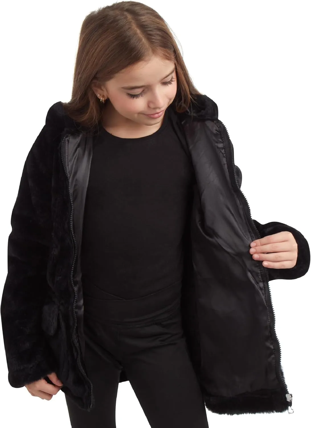 URBAN REPUBLIC Girls' Jacket - Faux Fur Plush Teddy Coat with Hood