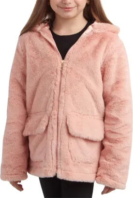 URBAN REPUBLIC Girls' Jacket - Faux Fur Plush Teddy Coat with Hood