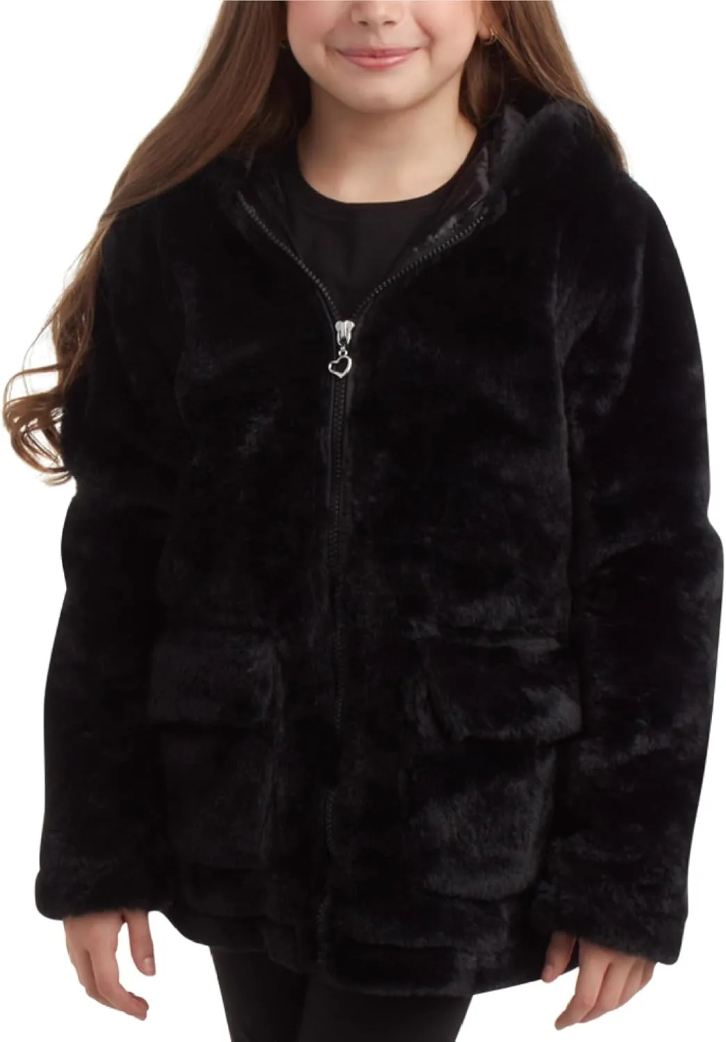 URBAN REPUBLIC Girls' Jacket - Faux Fur Plush Teddy Coat with Hood