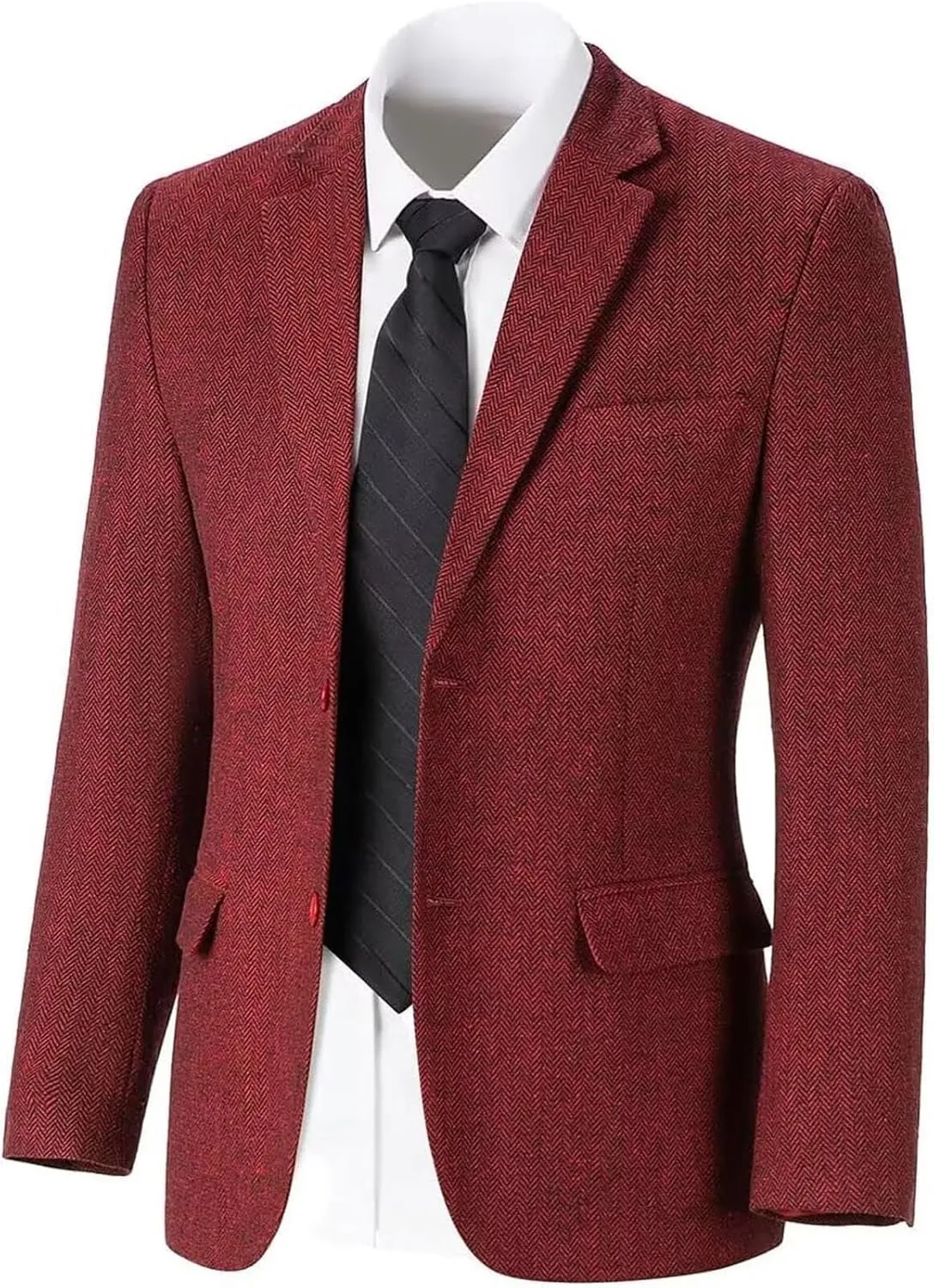 Vintage Mens Tweed Blazer Retro Wool Blend Suit Jackets Herringbone Two Button Sport Coat Prom Business Casual Wedding
