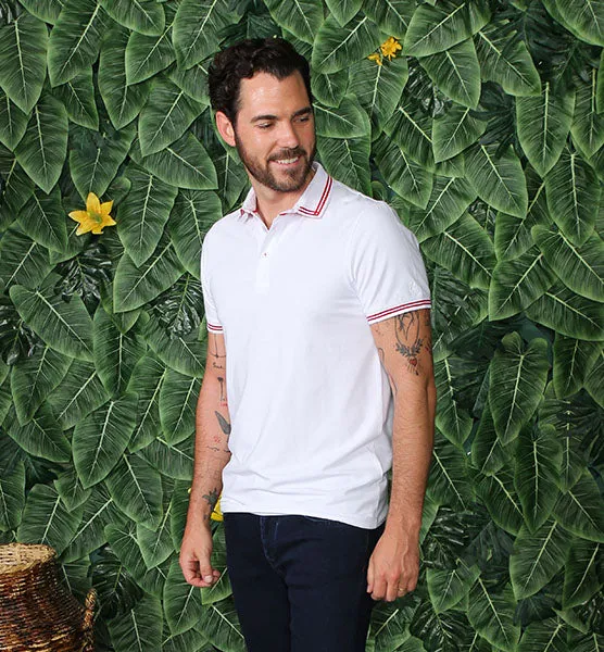 White Polo With Red Trim