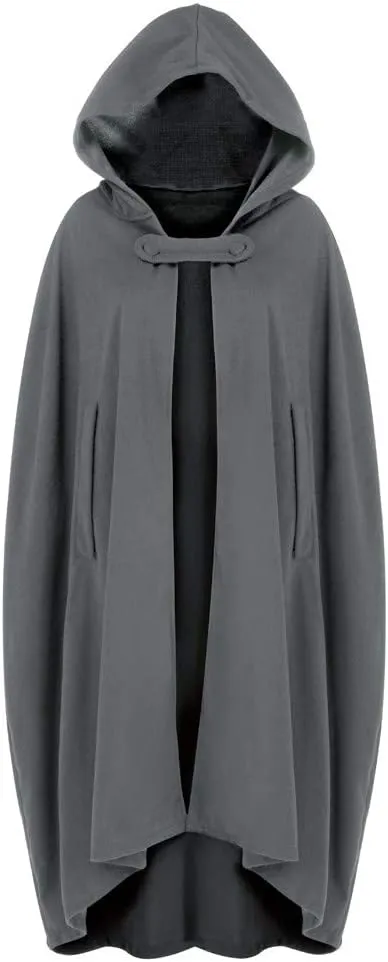 Women Wool Blend Hooded Cape Poncho Maxi Cloak Coat Ladies Gothic Open Front Cardigan Jacket Winter Solid Long Poncho